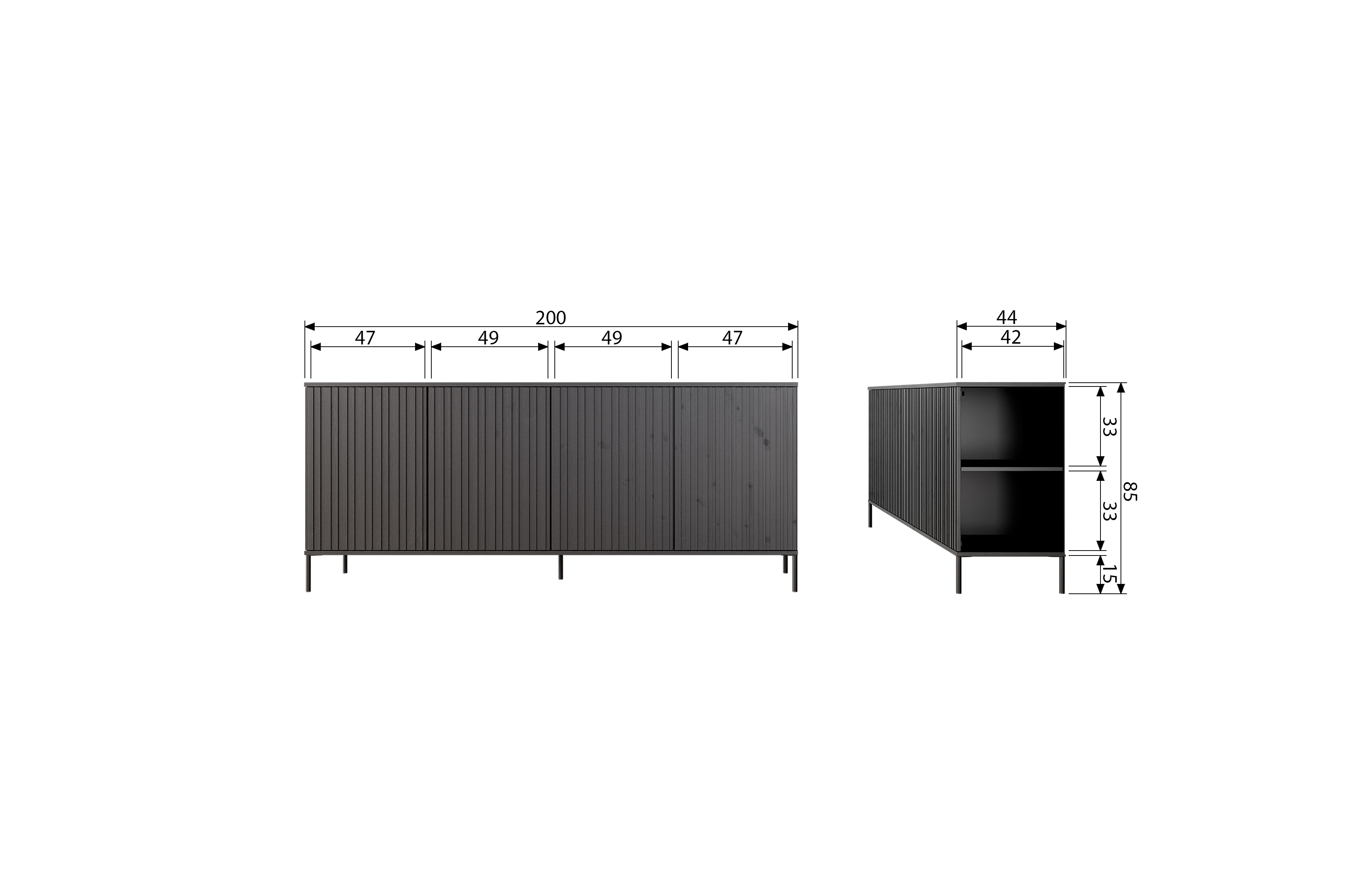 New gravure sideboard 200 Living Storage | | [fsc] Woood | cm oak naturel