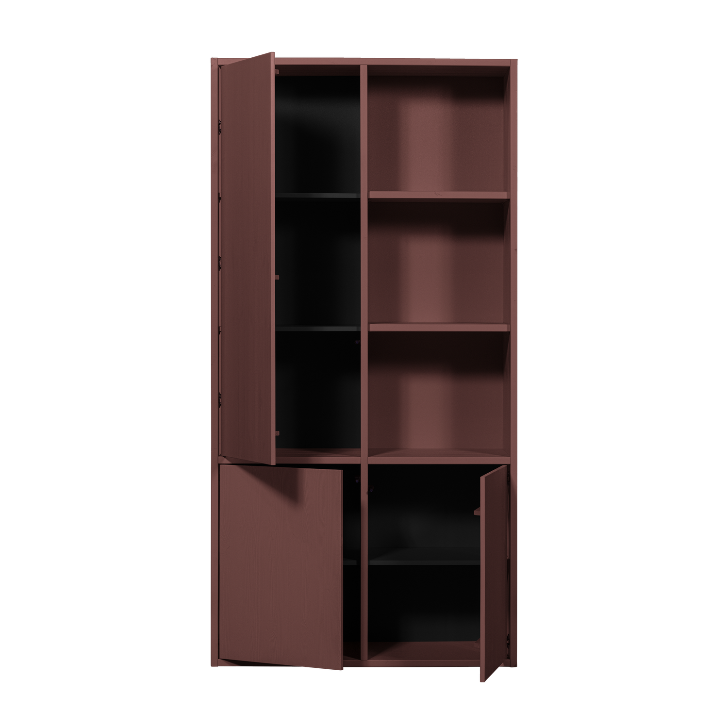 Merel storage cabinet in pine, burgundy red
