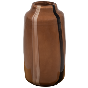 Selena vase glas mit streifen braun