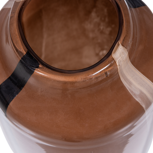 Selena vase glas mit streifen braun