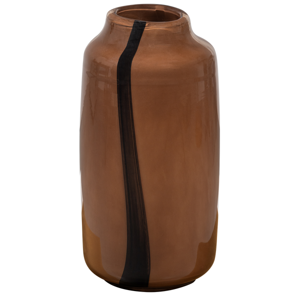 Selena vase glas mit streifen braun