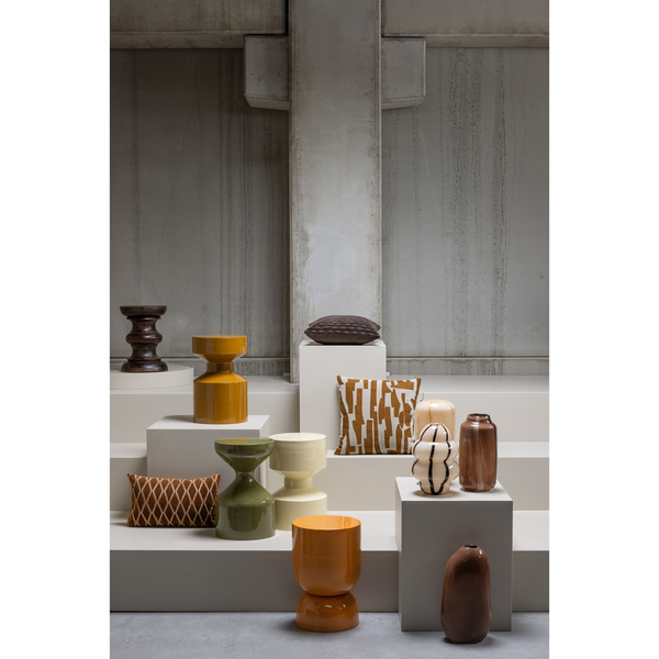 Selena vase glas mit streifen braun