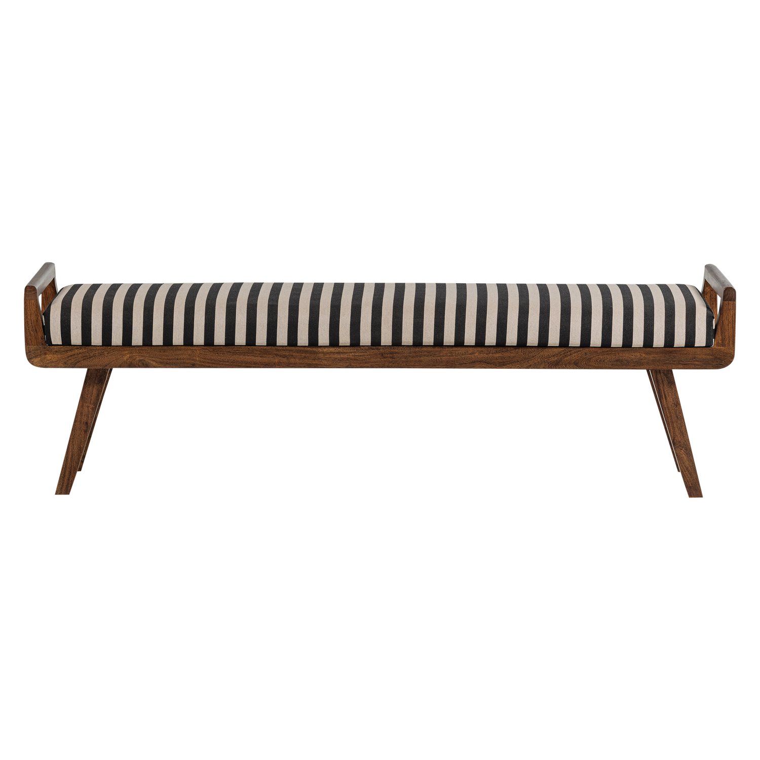 Valo bench wood brown with stripe fabric black/white