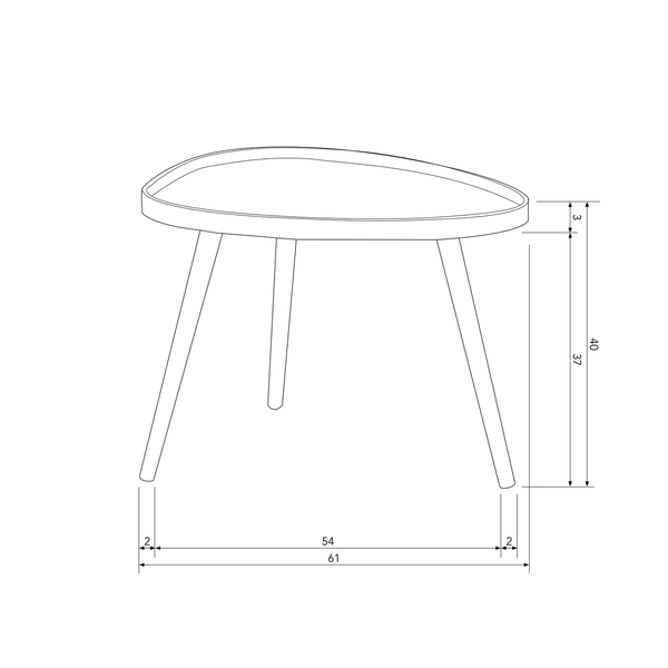 Mae table d appoint organique bois sépia, plan avec dimensions