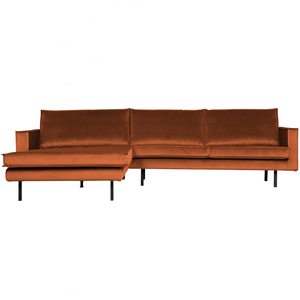 Rodeo chaise longue left velvet rust, front view