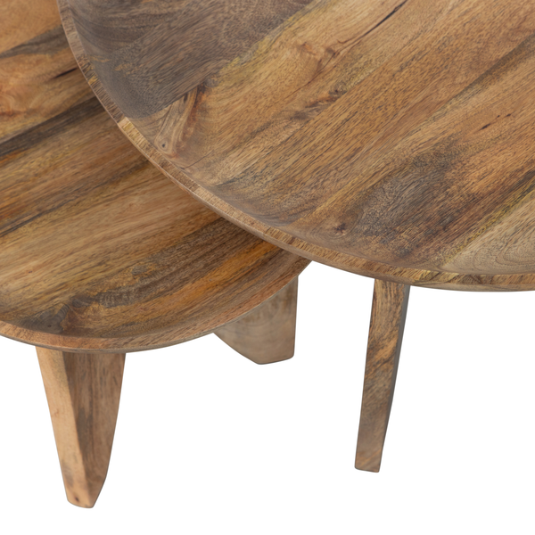Set v 2 - High Heels bijzettafels mango hout naturel, detail