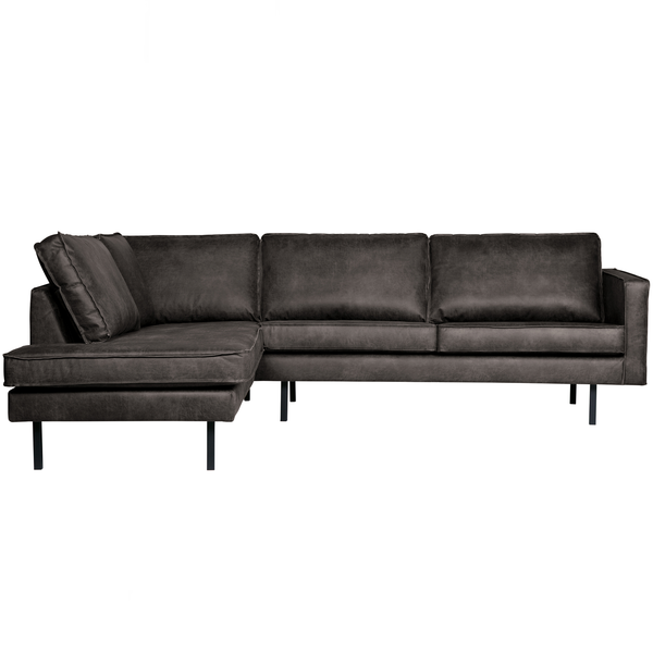 Rodeo corner sofa left ecoleather black, front view