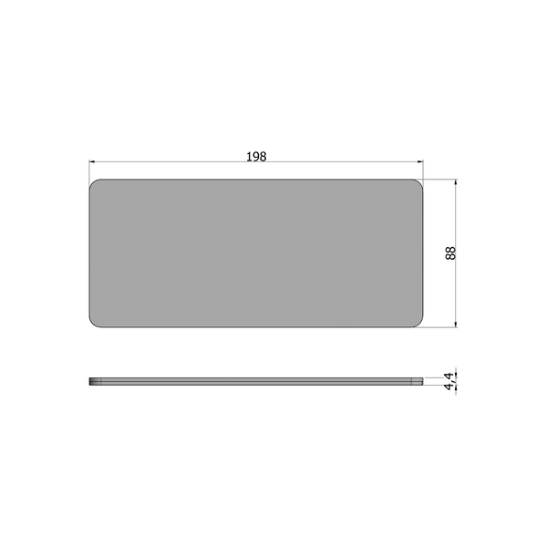 Tablo tafelblad eiken naturel curved 200 x 90 cm, maattekening