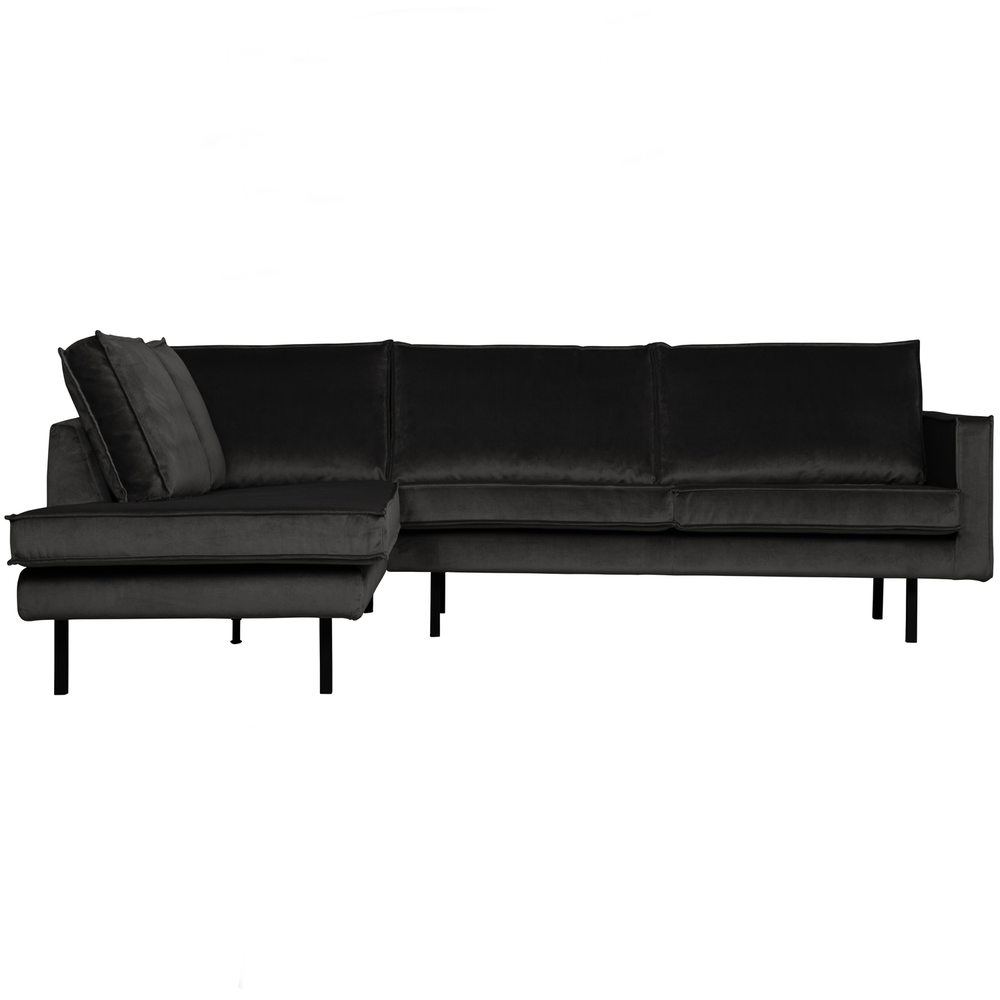 Rodeo corner sofa left velvet anthracite, front view