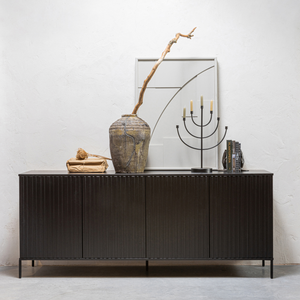 New gravure sideboard 200 cm pine black, room setting