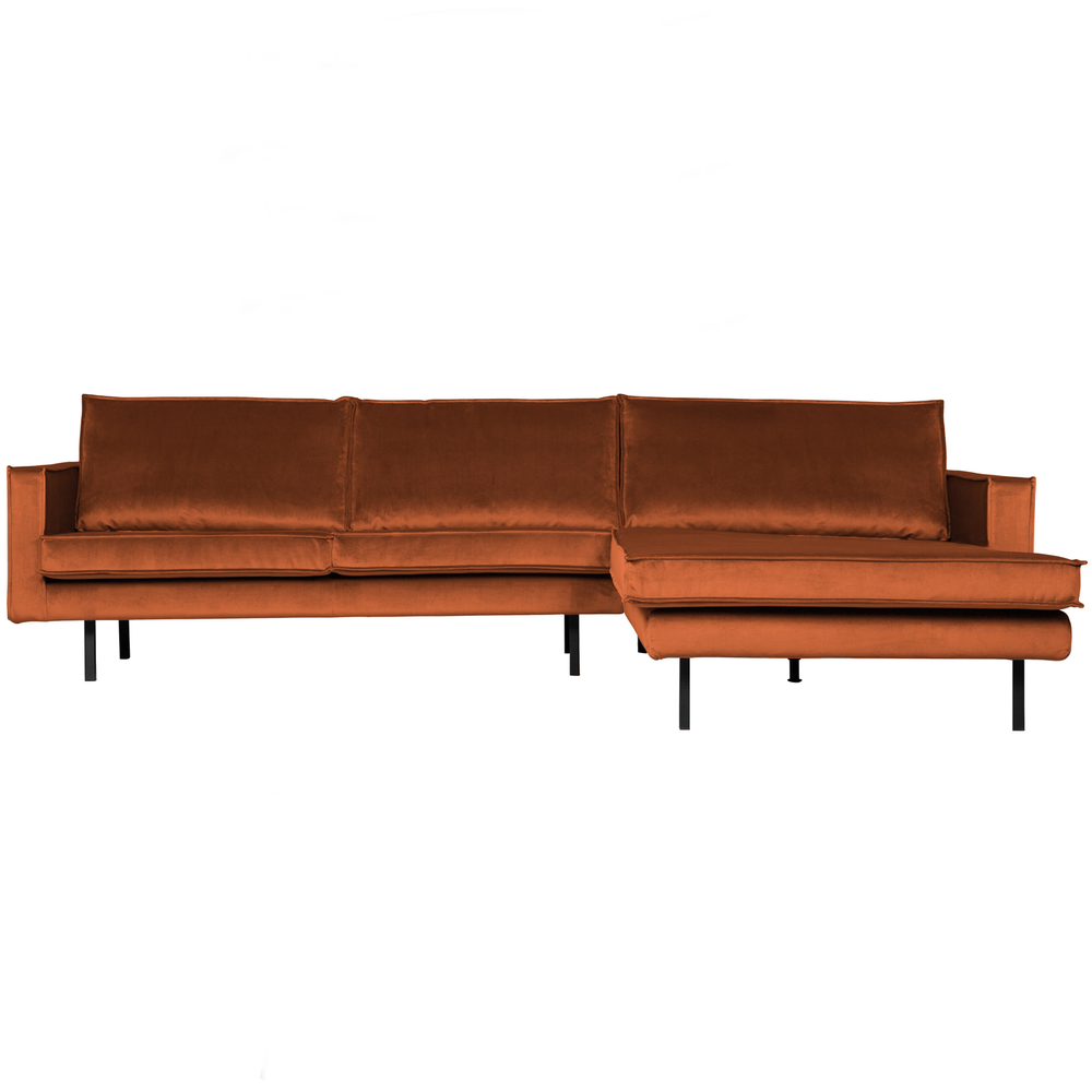 Rodeo chaise longue right velvet rust, front view
