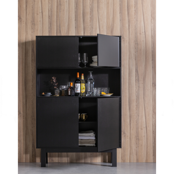 Finca buffet/bar cabinet pine deep black, room setting