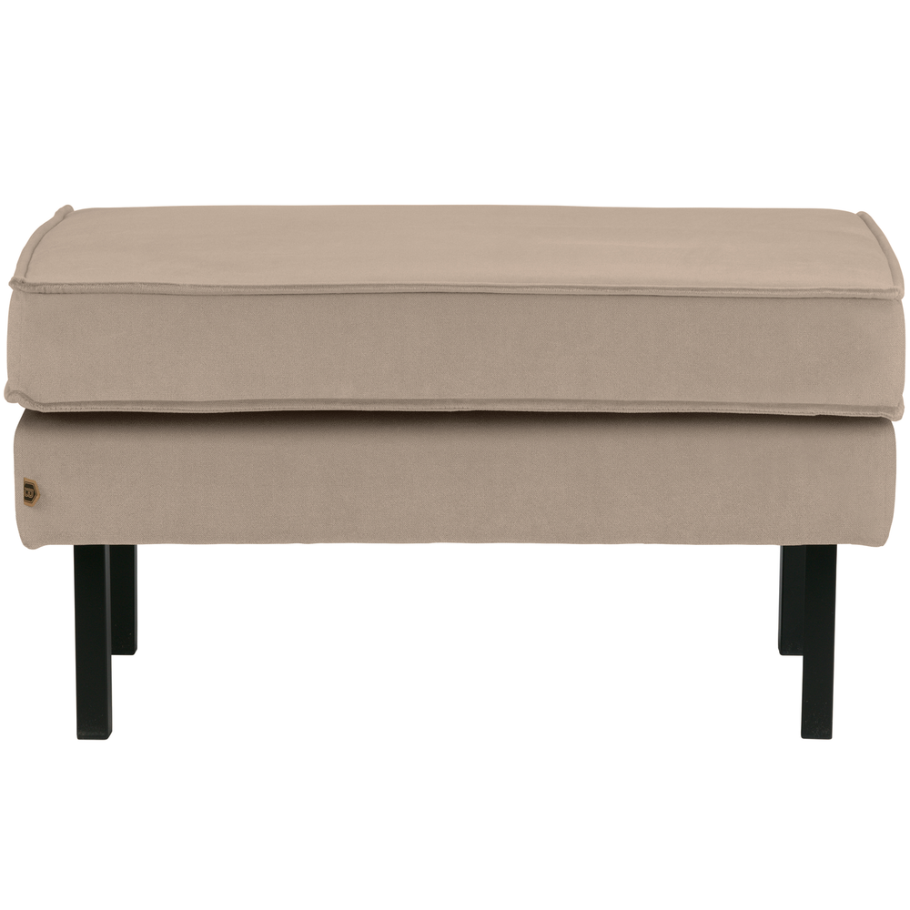Rodeo hocker on legs velvet khaki, front view
