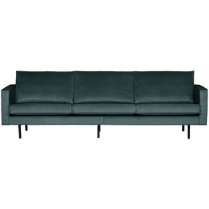 Rodeo bank 3-zits velvet groenblauw, vooraanzicht