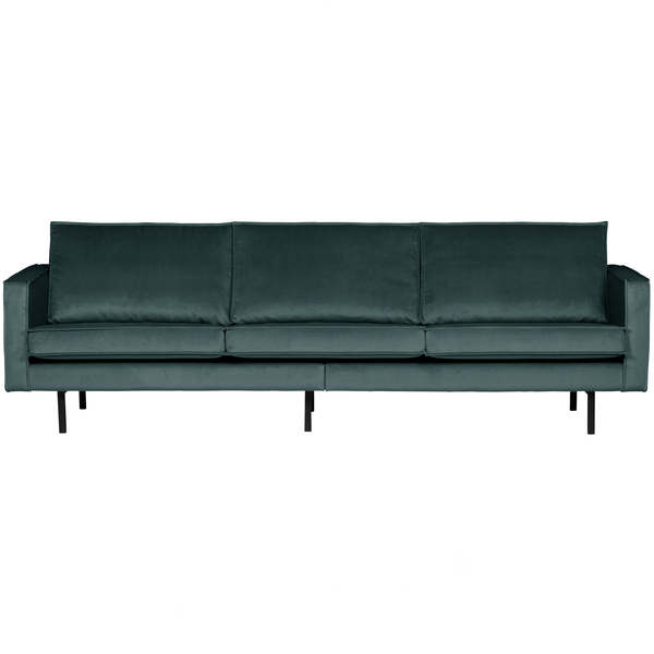 Rodeo bank 3-zits velvet groenblauw, vooraanzicht