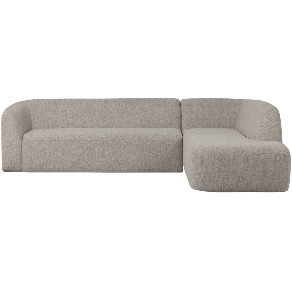 Sloping corner sofa right off white melange, front view
