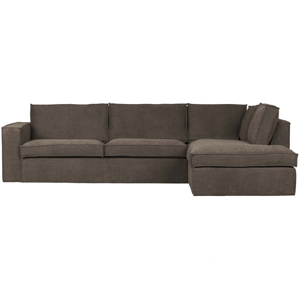 Freddie corner sofa right brown, front view