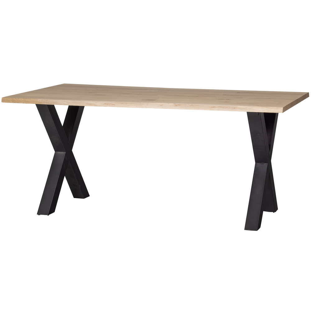 Combi Tablo boomstam eiken 180 x 90 cm met Alkmaar poot, schuin vooraanzicht