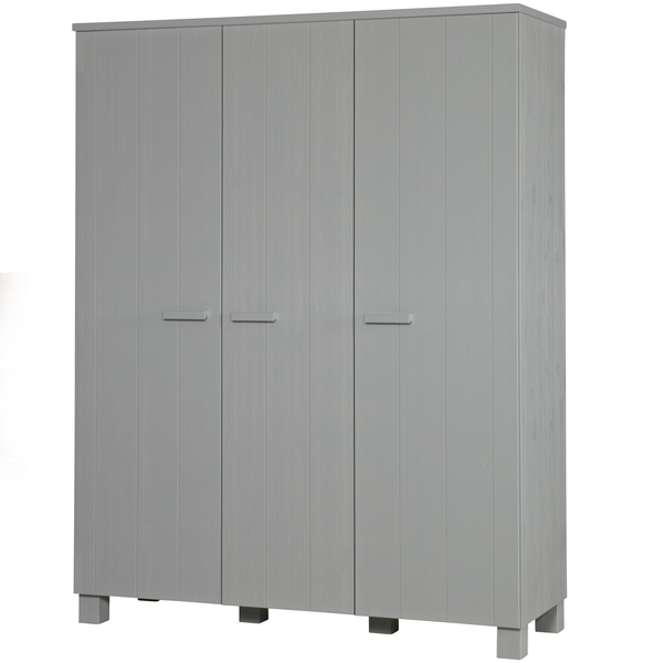 Dennis 3-doors wardrobe pine concrete concrete grey, front view