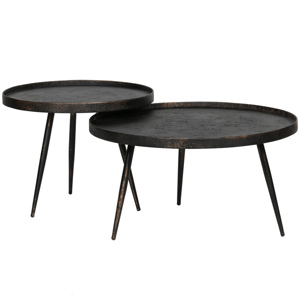 Bounds table dáppoint L bois/métal or antique 44xø58 cm, vue de face