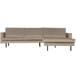 Rodeo chaise longue right velvet khaki, front view