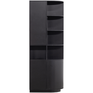 Finca storage cabinet round right 78 cm pine deep black, front view