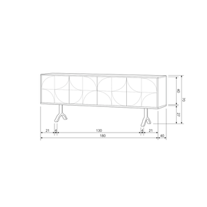 Draw dressoir mango hout walnoot, maattekening