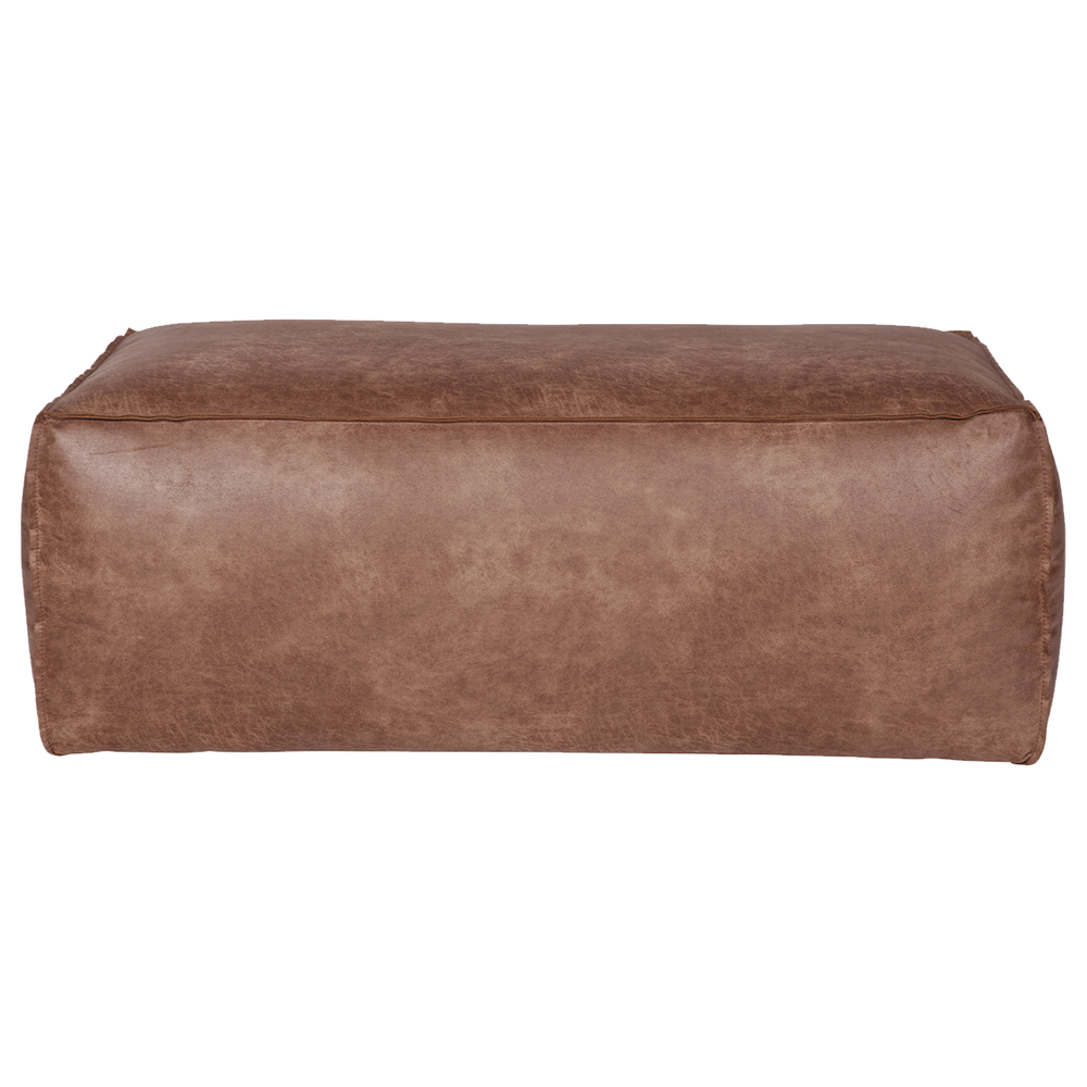 Rodeo pouf 43x120x60 cm eco cuir cognac, vue de face