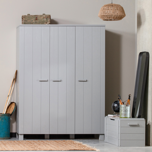 Dennis 3-doors wardrobe pine concrete concrete grey, room setting