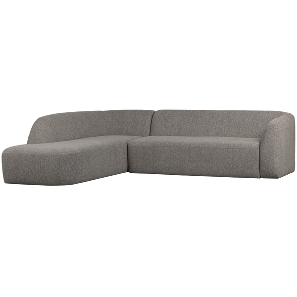 Sloping corner sofa left grey melange, angled front view