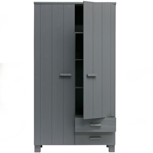 Dennis armoire à tiroirs pin gris acier, vue de face