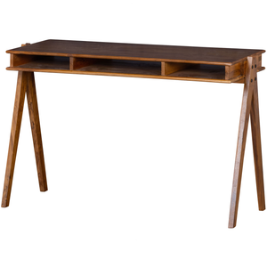 Compartment desk wood brown, angled front view