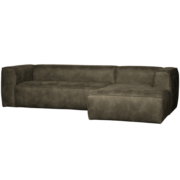 Bean corner sofa right ecoleather army, front view