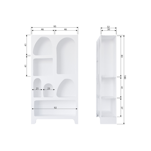Caz cabinet wide white, dimension drawing