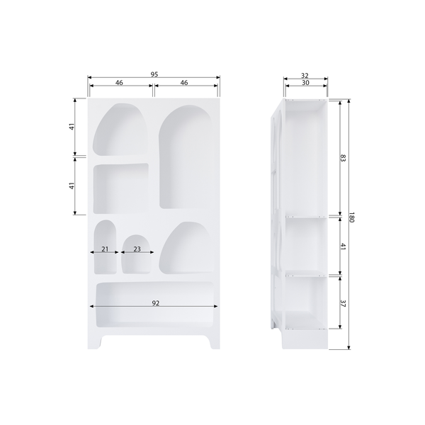 Caz cabinet wide white, dimension drawing