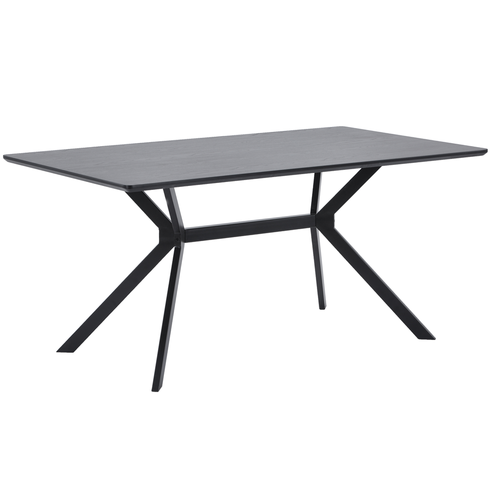 Bruno eettafel rechthoek mdf zwart 160x90 cm, schuin vooraanzicht