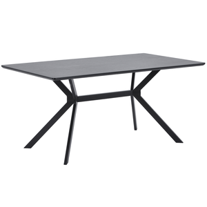Bruno dining table rectangle mdf black 160x90 cm, angled front view