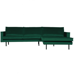 Rodeo chaise longue right velvet forest green, front view