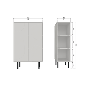 Cadiz armoire de rangement pin mist, plan avec dimensions