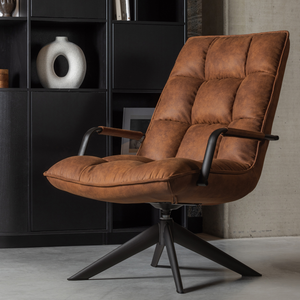 JOUKE swivel armchair arm imitation leather cognac, room setting