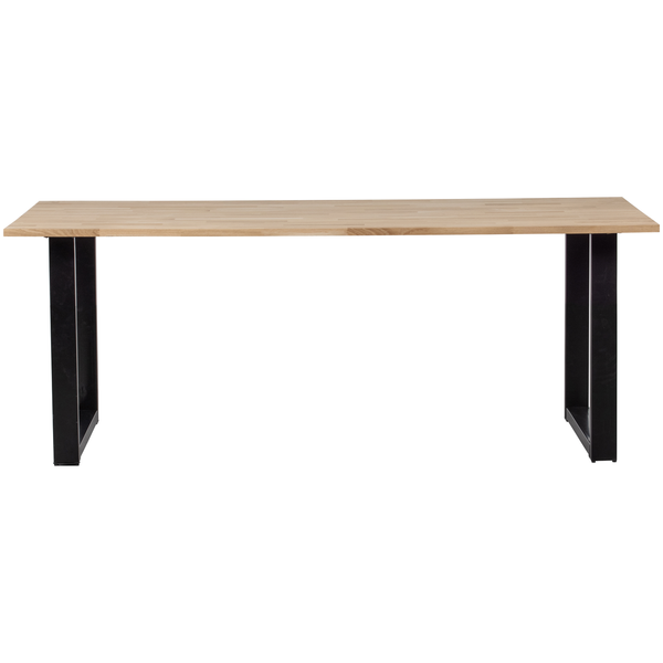 Combi Tablo eiken 200 x 90 cm met U poot, vooraanzicht