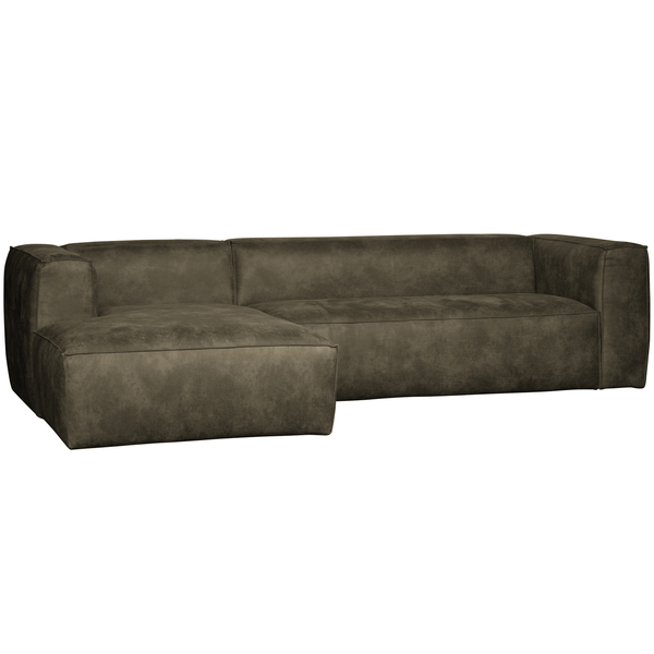 Bean corner sofa left ecoleather army, front view