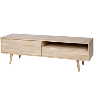 Tygo tv unit 150 cm oak untreated retro legs, angled front view