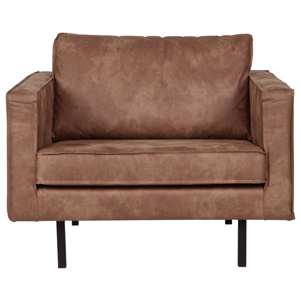 Rodeo fauteuil eco cuir cognac, vue de face