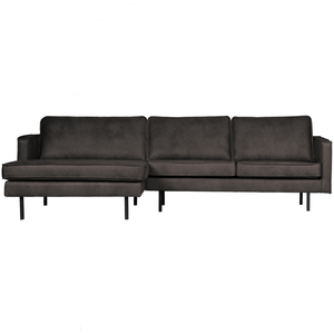 Rodeo chaise longue left ecoleather black, front view
