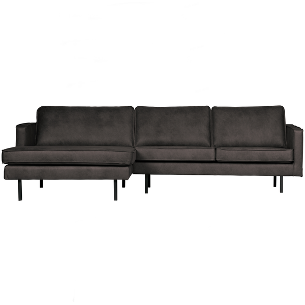 Rodeo chaise longue left ecoleather black, front view
