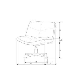Vinny swivel armchair bouclé sand, dimension drawing