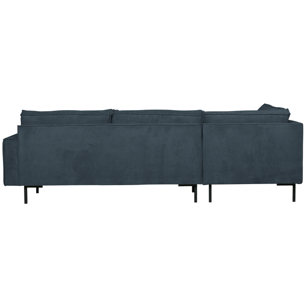 Arwin corner sofa, ribbed fabric, left-hand, steel blue, back view