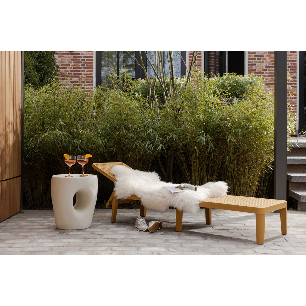 Mica side table reinforced fiber natural, room setting