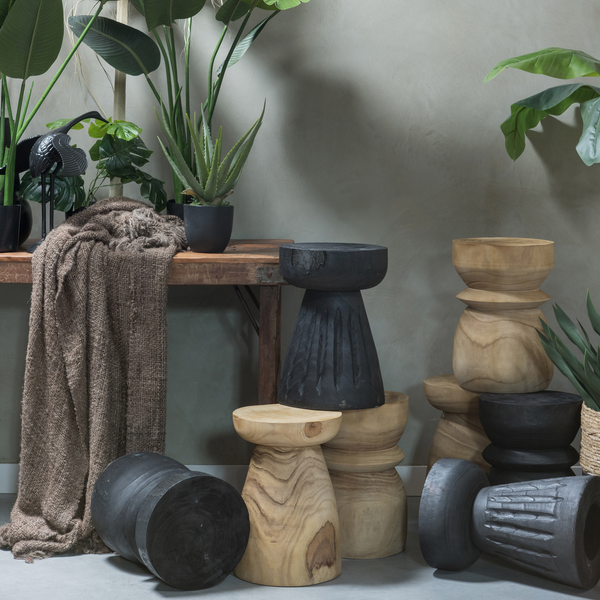 Bink stool wood natural 40xø28 cm, room setting